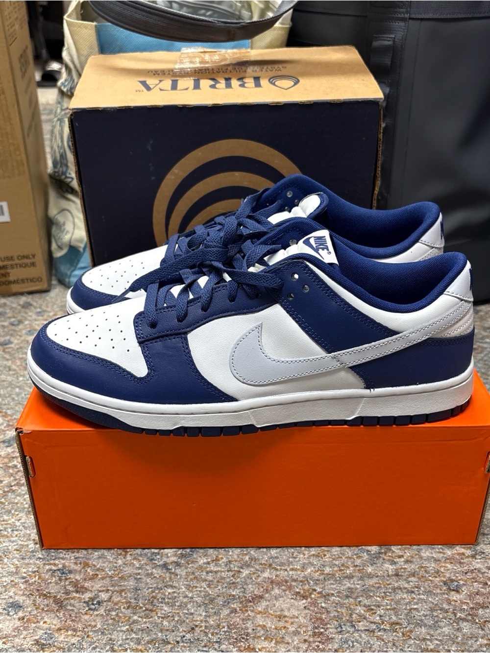 Nike Men’s Low-Top Sneakers - White & Navy Dunks - Picture 5 of 13